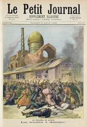 Titelblatt, das die Unruhen in Astrachan während der Cholera in Russland darstellt, Illustration aus der illustrierten Beilage des Le Petit Journal, 6. August 1892